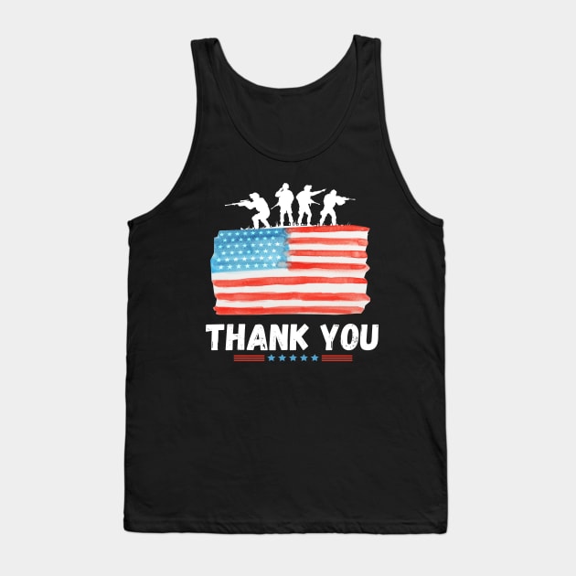 Thank You Memorial Day Veteran military flag design American Tank Top by TeeWorld2024